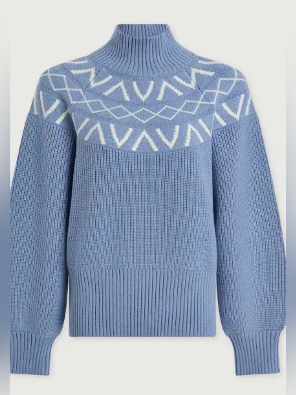 Like New: Varley Marcie Fairisle Yoke Knit Sweater in porcelain blue